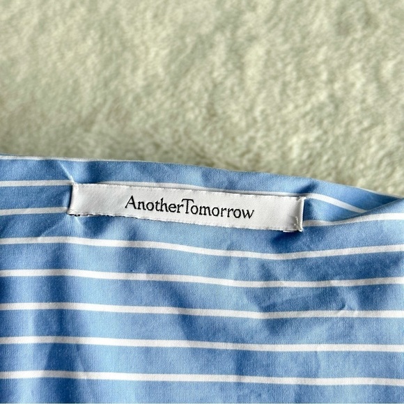 Another Tomorrow Cotton Stripped Blue White Belted Shirt Dress IT 40 US S (4) - Picture 12 of 14